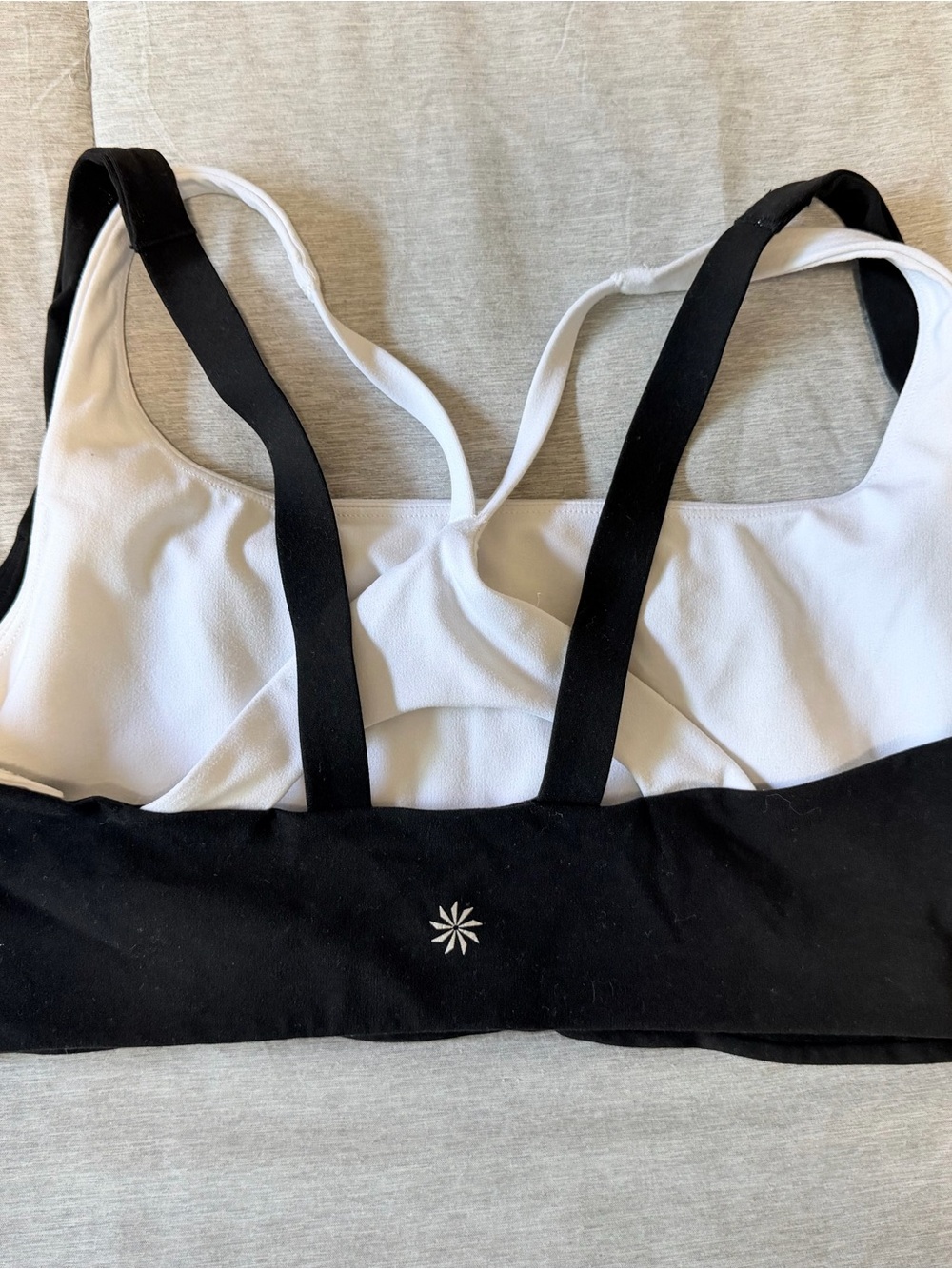 Athleta White and Black Strappy Sports Bra